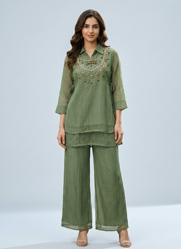 Green Premium Tissue Co-ord Outfit – Gleemium Fashion Australia (view 5)