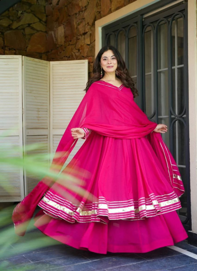 Georgette Silk Anarkali Salwar Kameez with Gotta Patti Work