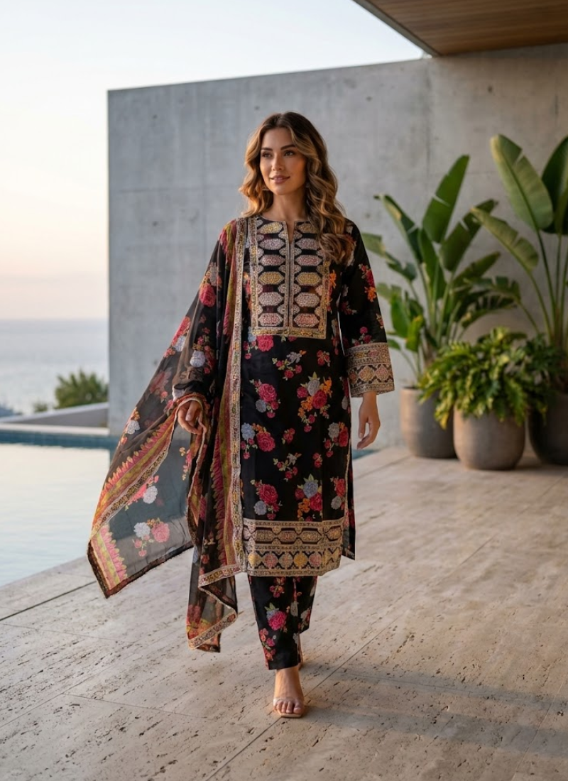 Statement Pakistani salwar kameez with tassels, lace work, and Pakistani fit