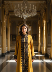 Kashmiri Pashmina Coat – Mustard Yellow Embroidered 2
