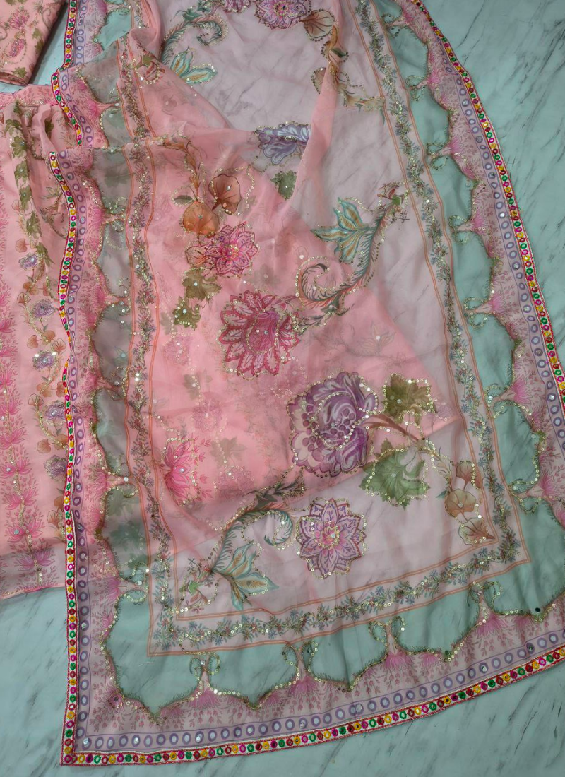 Taby Silk Lehenga Choli with Mirror & Sequin Work