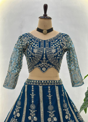Butterfly Net Cocktail Lehenga Choli with Sequins Embroidery + Dupatta 5