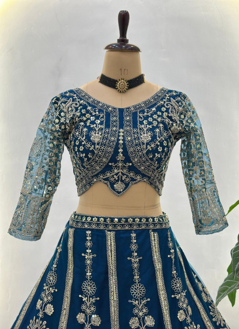 Butterfly Net Cocktail Lehenga Choli with Sequins Embroidery + Dupatta