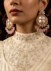 Kundan Chandbali Earrings with Moti Work 6
