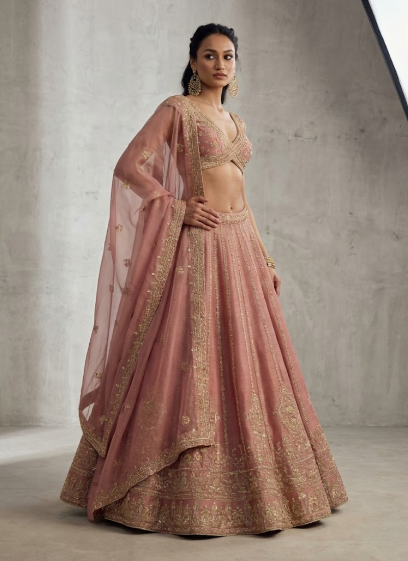 Fancy Fabric Lehenga Choli with Zari & Sequins Embroidery + Net Dupatta