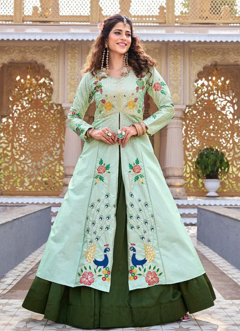 Satin Silk Lehenga Choli with Sequin Embroidery