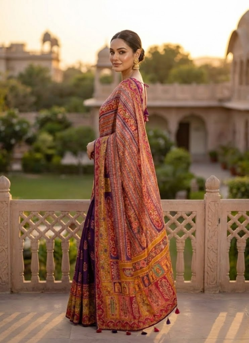 Pure Kani Silk Saree with Silk Mark Certified