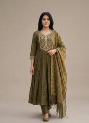 Premium Indian Chanderi Kurta Set | Mul Chanderi Traditional Dress Australia 1