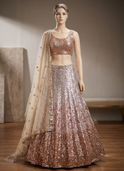Designer Butterfly Net Lehenga – Dual Sequins Work with Blouse & Dupatta 7