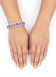Diamond Cut Stone Bracelet with White & Ruby Setting 6