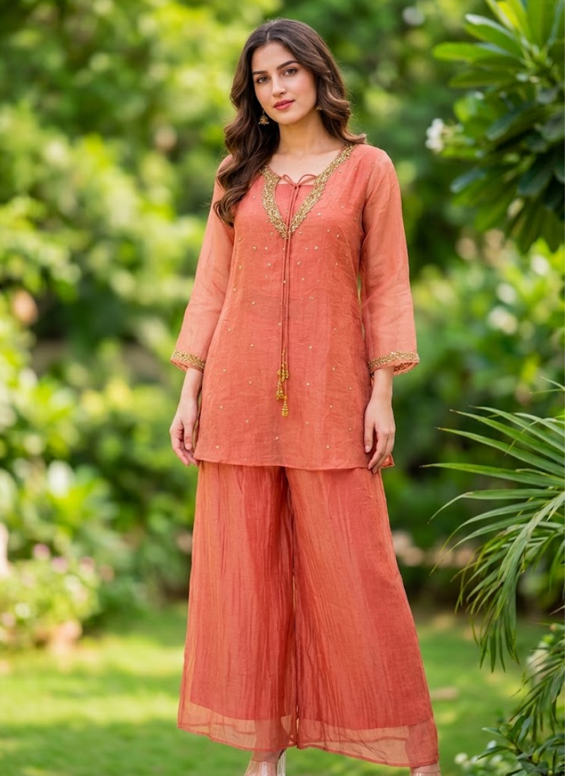 Indian Tissue Co-ord Set | Jewellery Work Designer Outfit Australia Australia