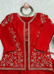 Chinon Silk Lehenga Set with Embroidered Koti 6