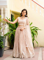 Faux Georgette Bridesmaid Lehenga Choli with Zari & Sequins Embroidery + Net Dupatta 6