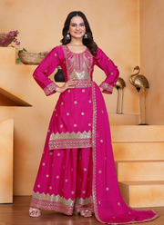 Sharara Suit in Chinon with Sequins Embroidery Work + Dupatta 6