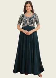 Faux Blooming Anarkali Dress with Zari Sequins Embroidery (Sizes M–XXL) 2