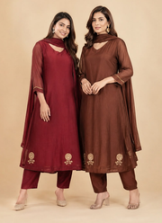 Mul Chanderi Kurta Pant Set | Heavy Work Indian Traditional Dress Online Shop Australia 5