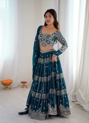Faux Georgette Lehenga Choli with Embroidered Dupatta 6