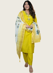Roman Silk Punjabi Suit with Handwork & Digital Print Chanderi Dupatta 1