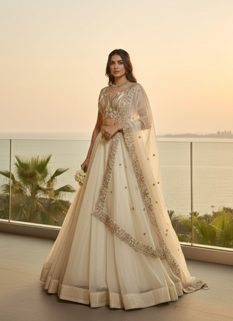 Chanda Silk Sequins Embroidered Lehenga Set