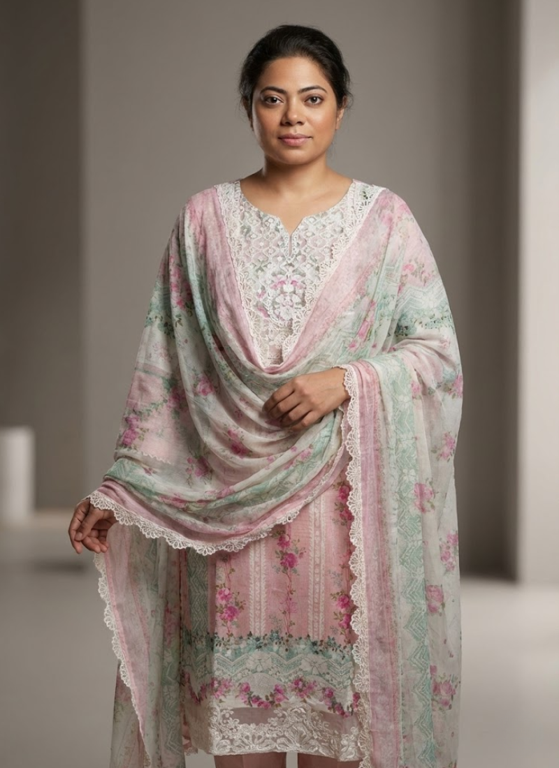 Statement ash salwar kameez with tassels, lace work, and Pakistani fit