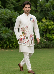 Indian Men’s Koti Set | Malai Satin Wedding & Festive Wear in Australia 3