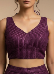 Glam Heavy Embroidery Deep Neck Party Blouse 11