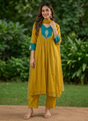 Elegant Mul Chanderi Kurta Pant Dupatta Set 6