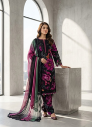 Pakistani Lawn Cotton Salwar Kameez with Chiffon Dupatta 1