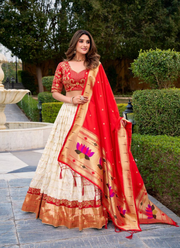 Paithani Silk Lehenga Choli with Zari Weaving 6