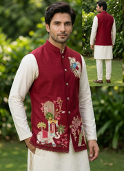 Men’s Malai Satin Koti Set | Indian men Traditional Dress Online Australia 6