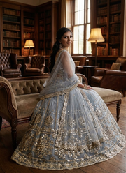 Net Lehenga Choli with Foil Paper & Zari Embroidery + Banglori Satin Blouse & Dupatta 3