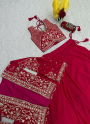 Chinon Lehenga Choli with Sequin Embroidered Jacket 6