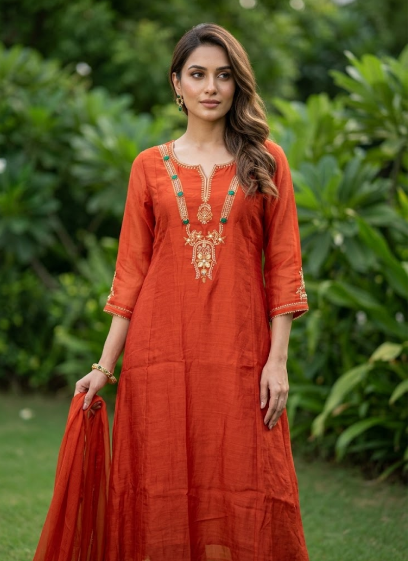 Premium Mul Chanderi Kurta Set | Indian Traditional & Occasion Wear Online Australia Australia