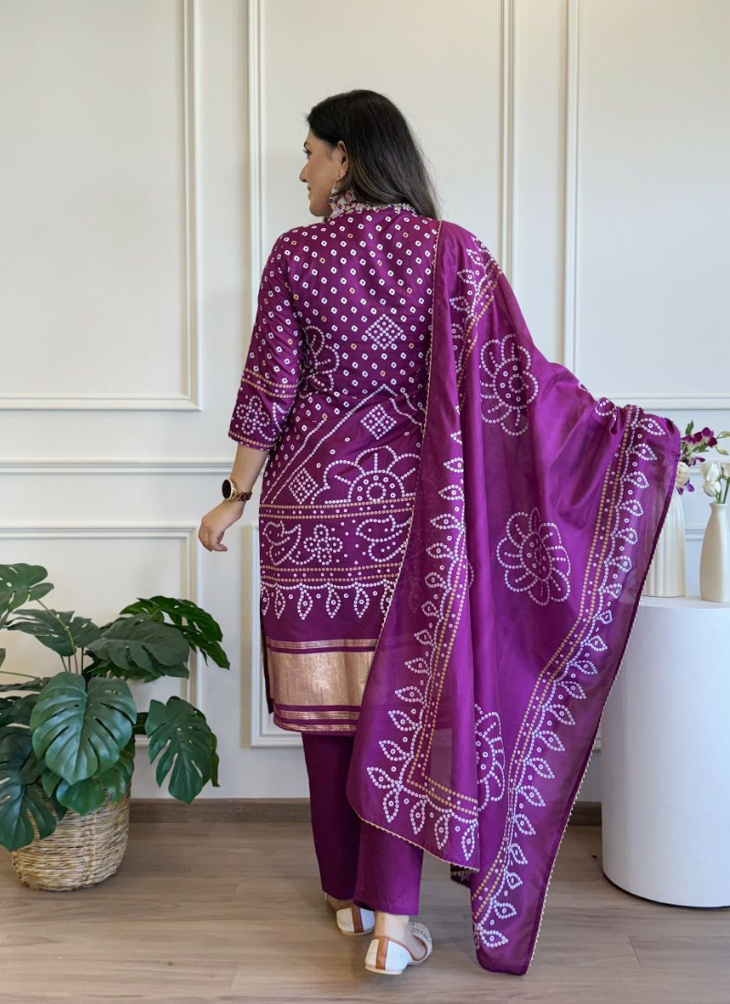Viscose Punjabi Suit with Multi Sequence Embroidery & Chanderi Dupatta