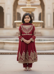 Red Chiffon Anarkali Dress for Kids – Festive Wear 6