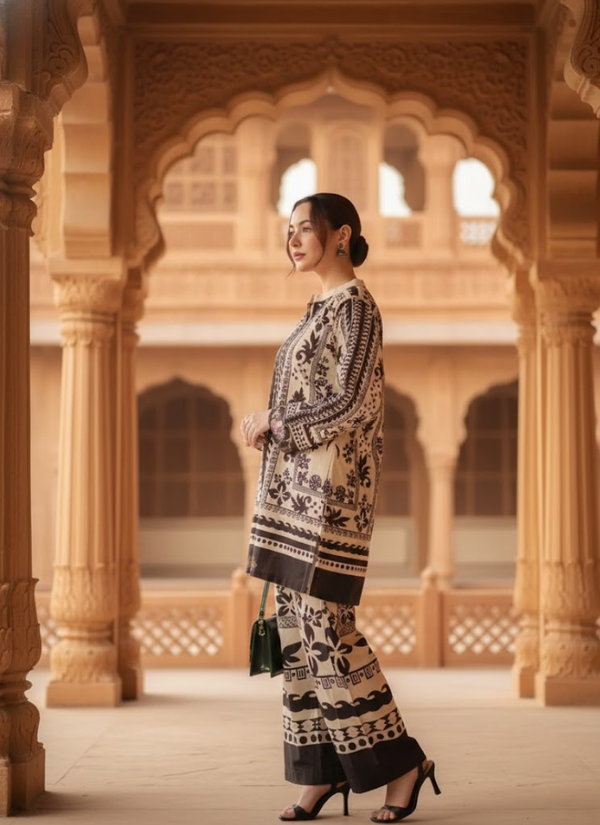 Pure Natural Crepe Top & Plazzo Set with Digital Print