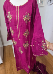 Hot Magenta Silk Salwar Kameez with Zari & Sequence Work 7