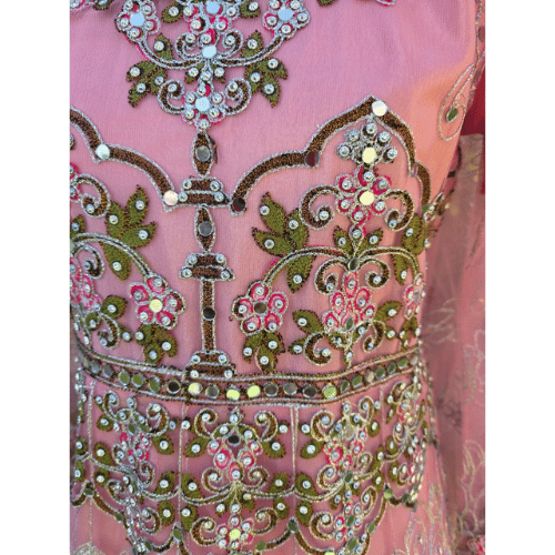 Pink Pakistani Anarkali Suit – Net Fabric with Embroidery