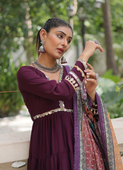 Roman Fabric Anarkali Gown with Mirror Lace & Maslin Dupatta (Sizes L–Free Fit) 7