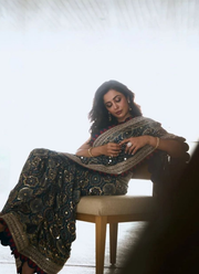 Ajrak Printed Silk Saree – Digital Print, Mirror & Sequins Handwork with Satin Blouse 8