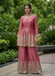 Fandy Silk Kurta Palazzo Set with Mirror Work, Indian Clothing Online Australia 5
