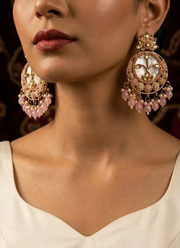 Kundan Chandbali Earrings with Moti Work 2