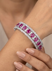 Diamond Cut Stone Bracelet with White & Ruby Setting 7