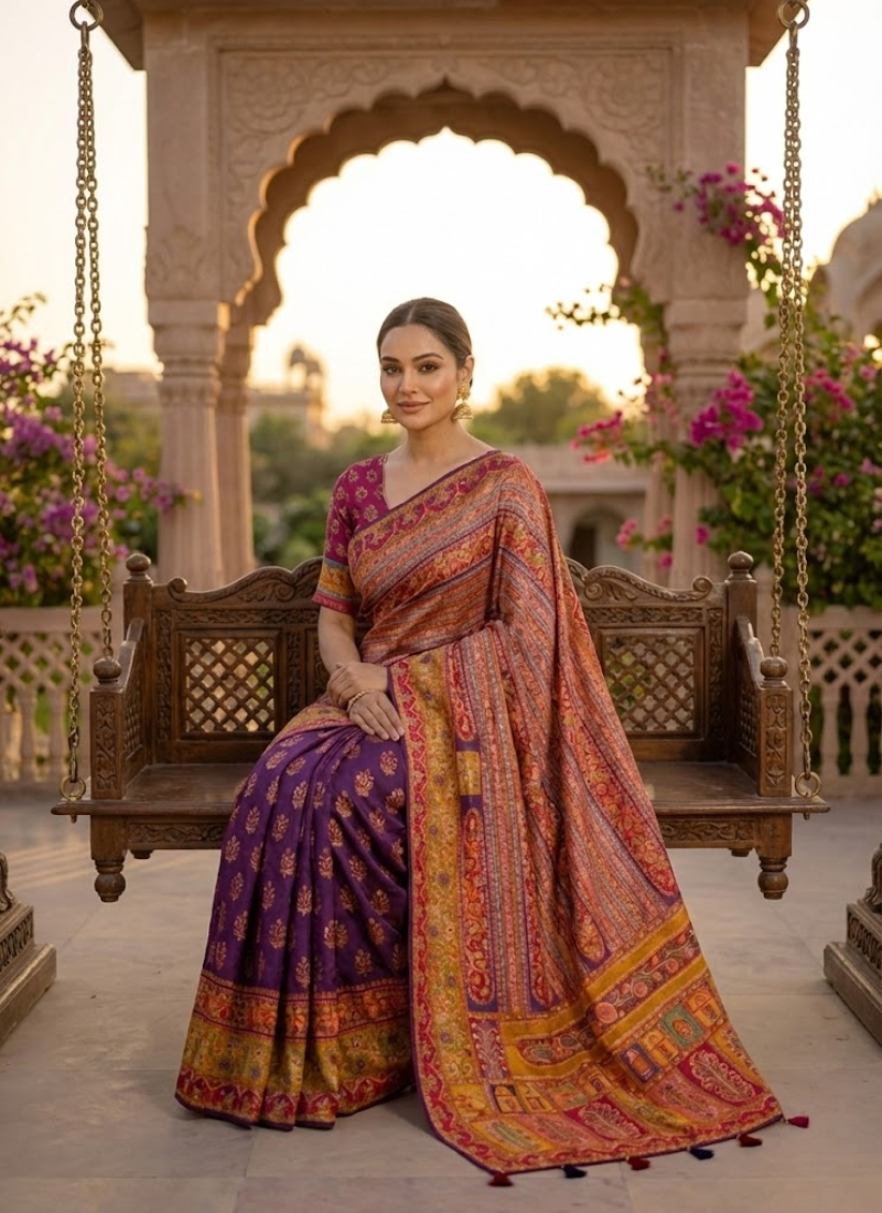 Pure Kani Silk Saree with Silk Mark Certified