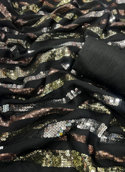 Heavy Georgette Saree with Triple Sequins Embroidery & Banglori Blouse Fabric 7