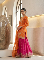 Sharara Suit in Chinon Silk with Thread & Sequins Embroidery + Dupatta 2