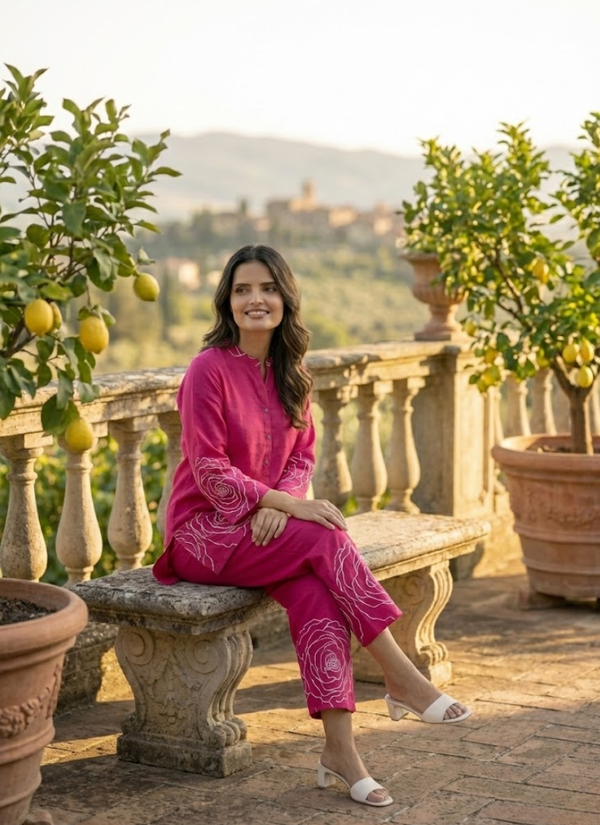 Pink Printed Salwar Kamiz Co-Ord Set