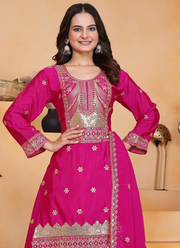Sharara Suit in Chinon with Sequins Embroidery Work + Dupatta 7