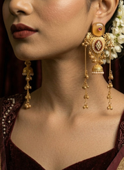 Yellow Red Golden Kashmiri Earrings 7