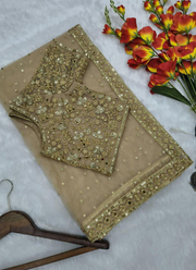 Butterfly Soft Net Saree with Real Mirror & Embroidered Blouse Fabric 6